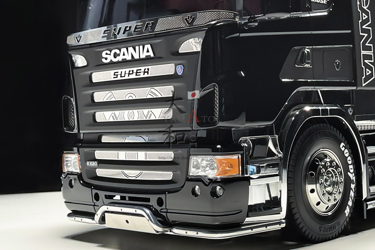 【即納】タミヤ1/14 SCANIA R620用 ステンレス製鏡面グリルメッシュ _取り付け参考画像