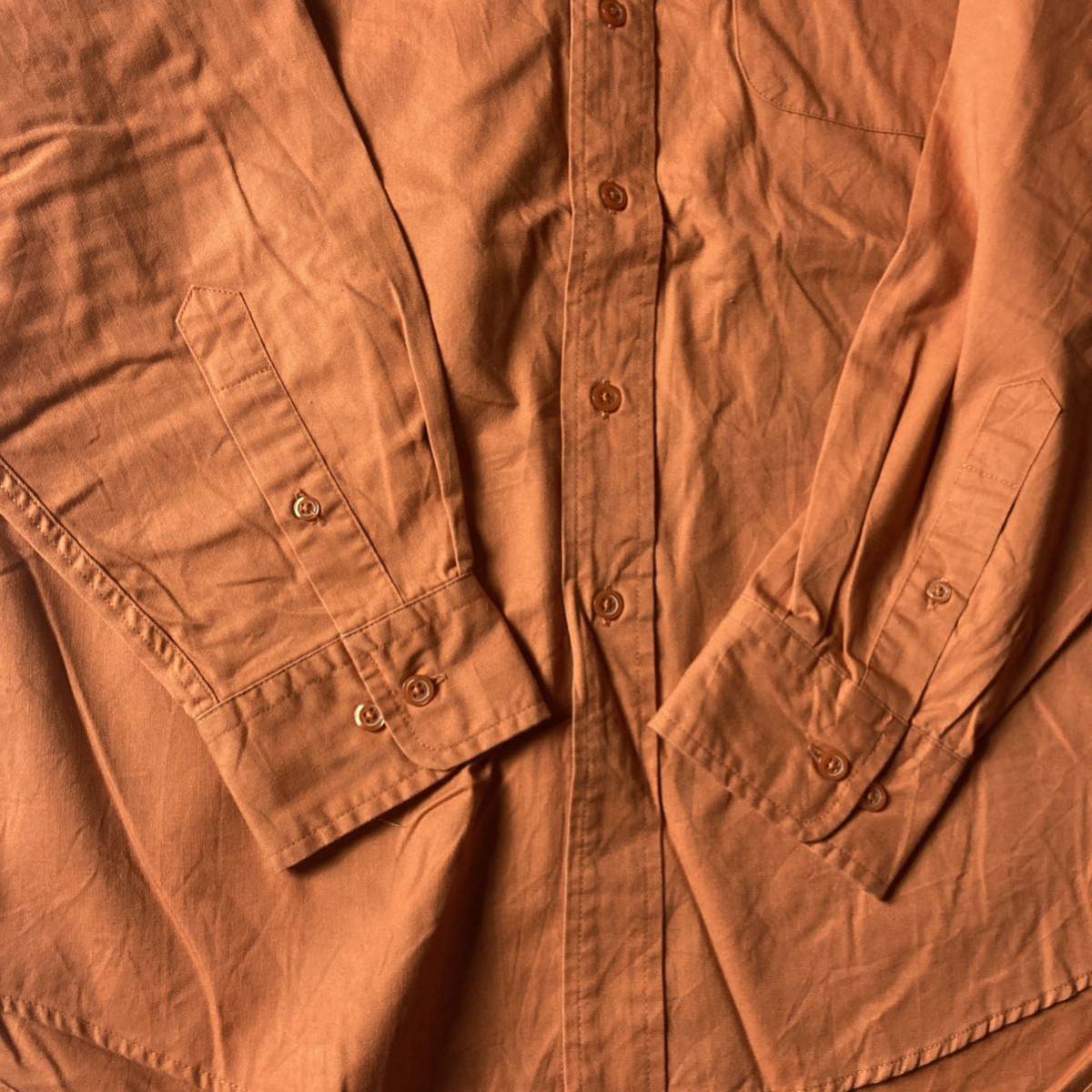 【グッドレギュラー】刺繍企業ロゴ　BD L/Sワークシャツ　オレンジ　Mサイズ 古着　長袖シャツ ボタンダウン 