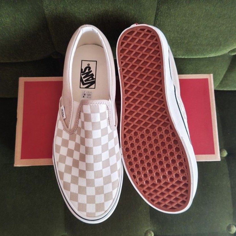 バンズ スリッポン VANS SLIPON チェッカー ベージュ 27.0cm