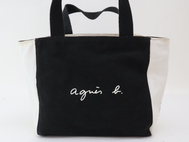 2401-68 Agnes B большая сумка ручная сумочка agnes b. парусина производства двусторонний белый × черный 
