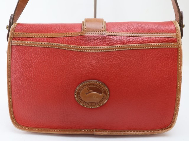 2401-69du- knee & Burke shoulder bag pochette DOONEY&BOURKE leather made red × Camel flap 