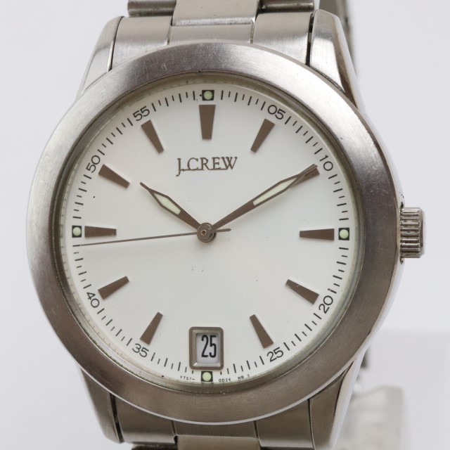 2312-628 J.CREW キネティック 腕時計 YT75 0B80 日付 銀色_画像1