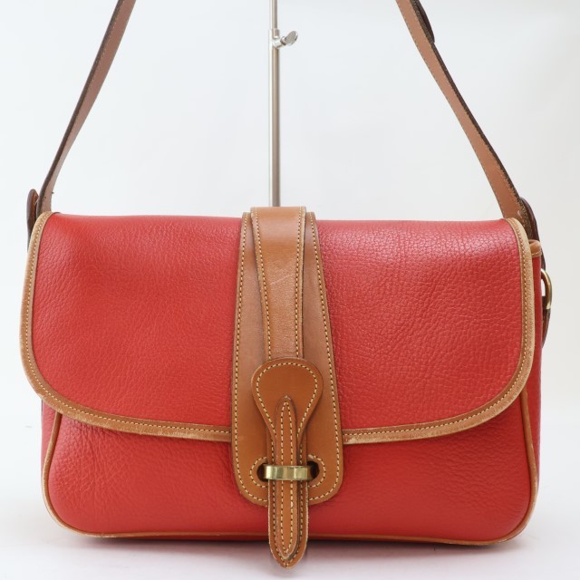 2401-69du- knee & Burke shoulder bag pochette DOONEY&BOURKE leather made red × Camel flap 