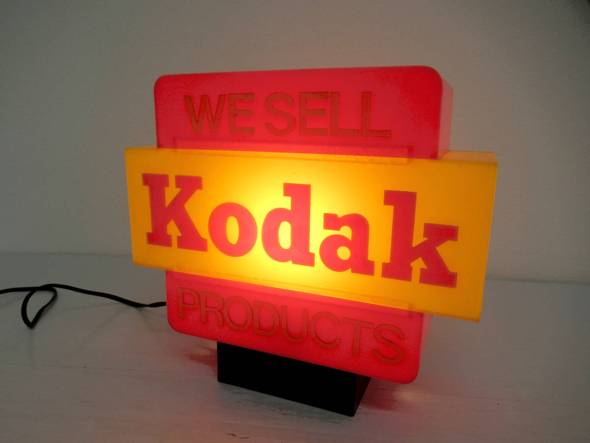 【Kodak/コダック】子③48//WE SELL Kodak PRODUCTS/電飾看板/イエローxレッド/両面看板/ノベルティ/非売品/希少_画像1