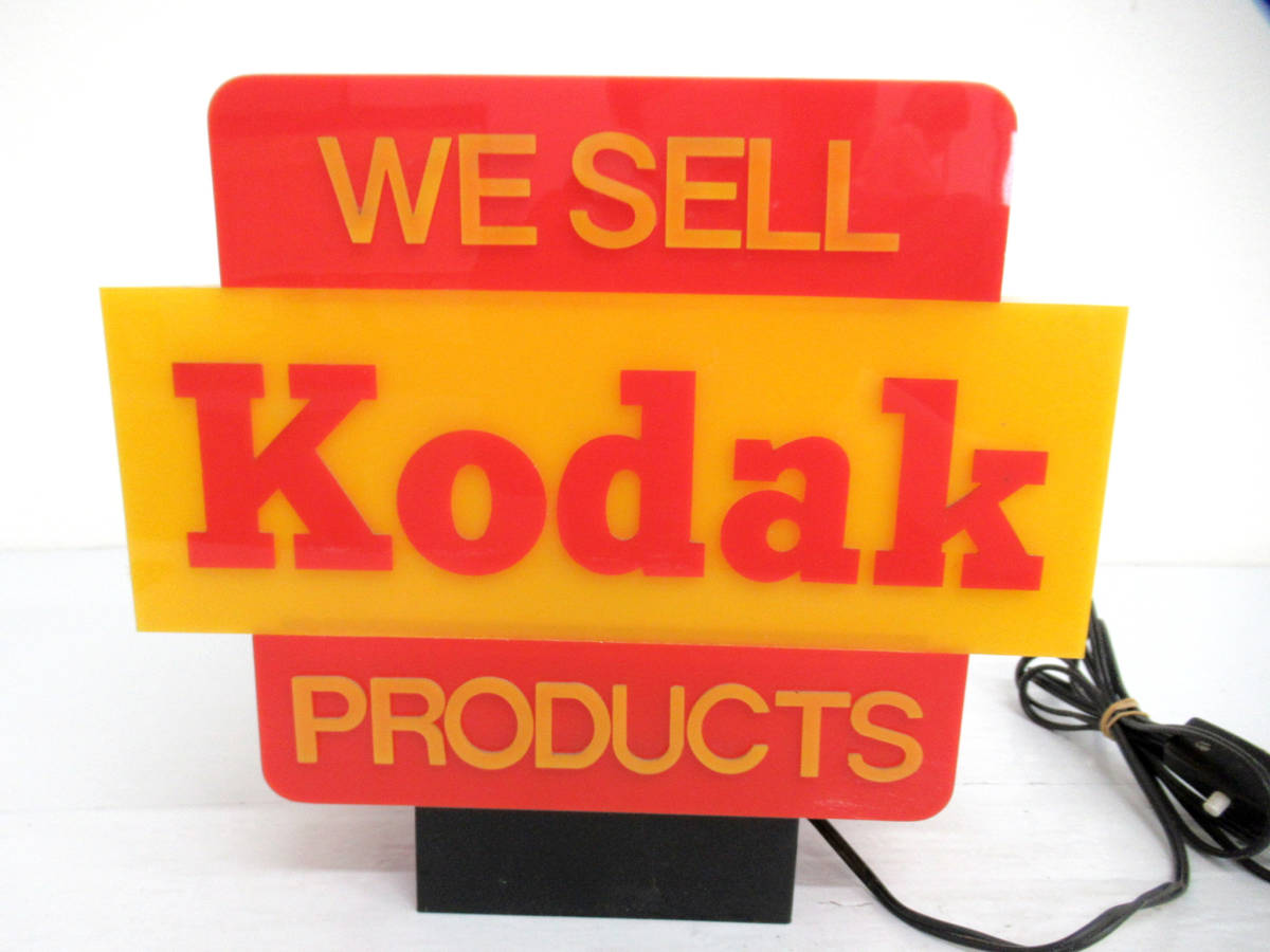 【Kodak/コダック】子③48//WE SELL Kodak PRODUCTS/電飾看板/イエローxレッド/両面看板/ノベルティ/非売品/希少_画像2