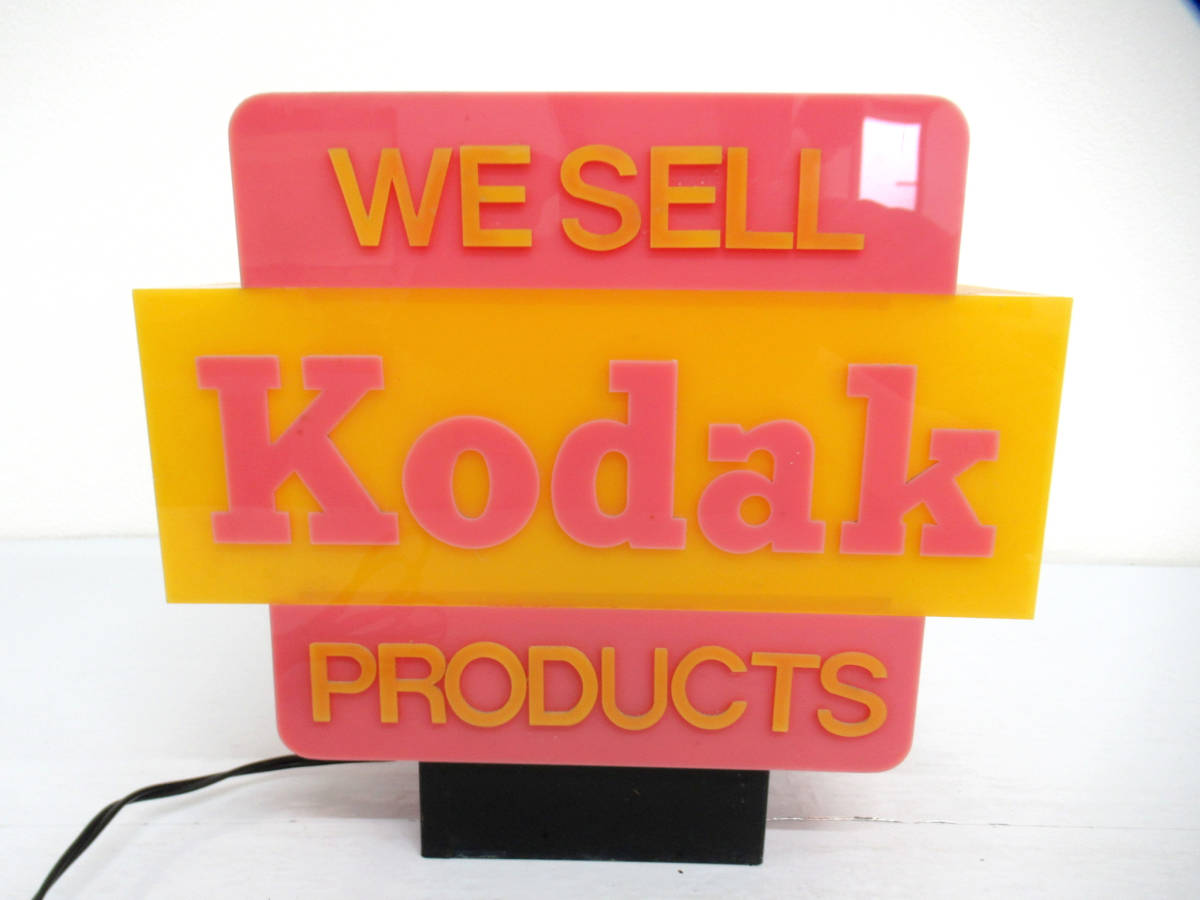 【Kodak/コダック】子③48//WE SELL Kodak PRODUCTS/電飾看板/イエローxレッド/両面看板/ノベルティ/非売品/希少_画像4