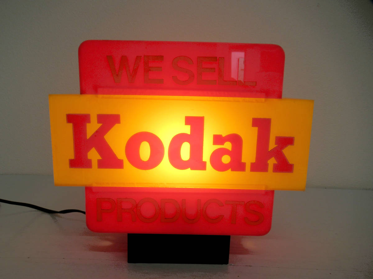 【Kodak/コダック】子③48//WE SELL Kodak PRODUCTS/電飾看板/イエローxレッド/両面看板/ノベルティ/非売品/希少_画像9