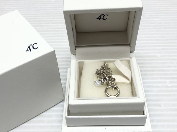 N359-240122-166 4℃ ヨンドシー SILVER K10 刻印 ネックレス ペンダント リング レディース 【中古品】_画像1