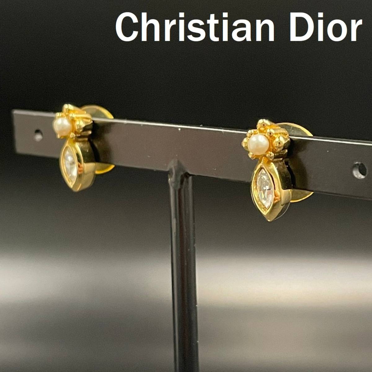 【人気】Christian Dior / クリスチャン・ディオール ピアス ゴールド ラインストーン アクセサリー レディース/CYB75-11