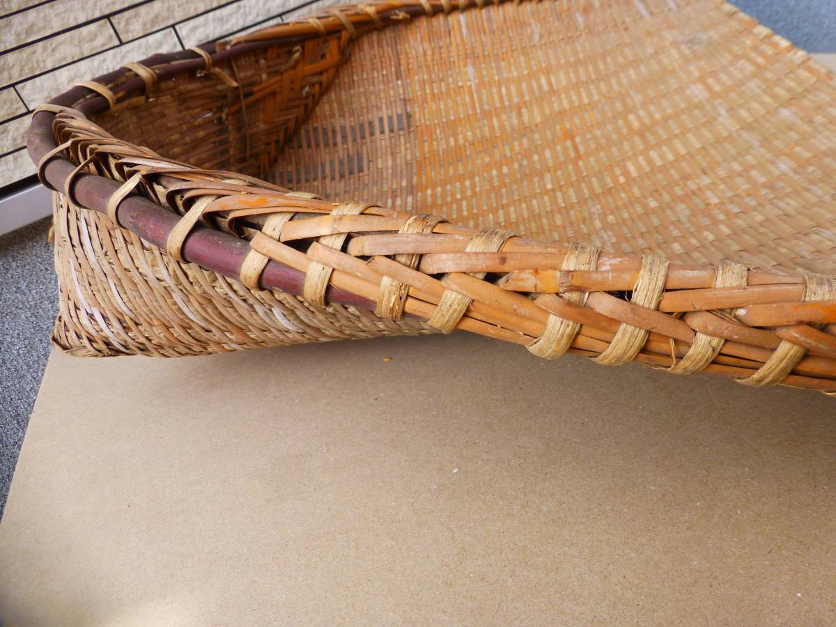 最も ちりとり もみ殻取り 古い手箕(み) 農具 竹ざる 竹かご 竹箕 木工、竹工芸