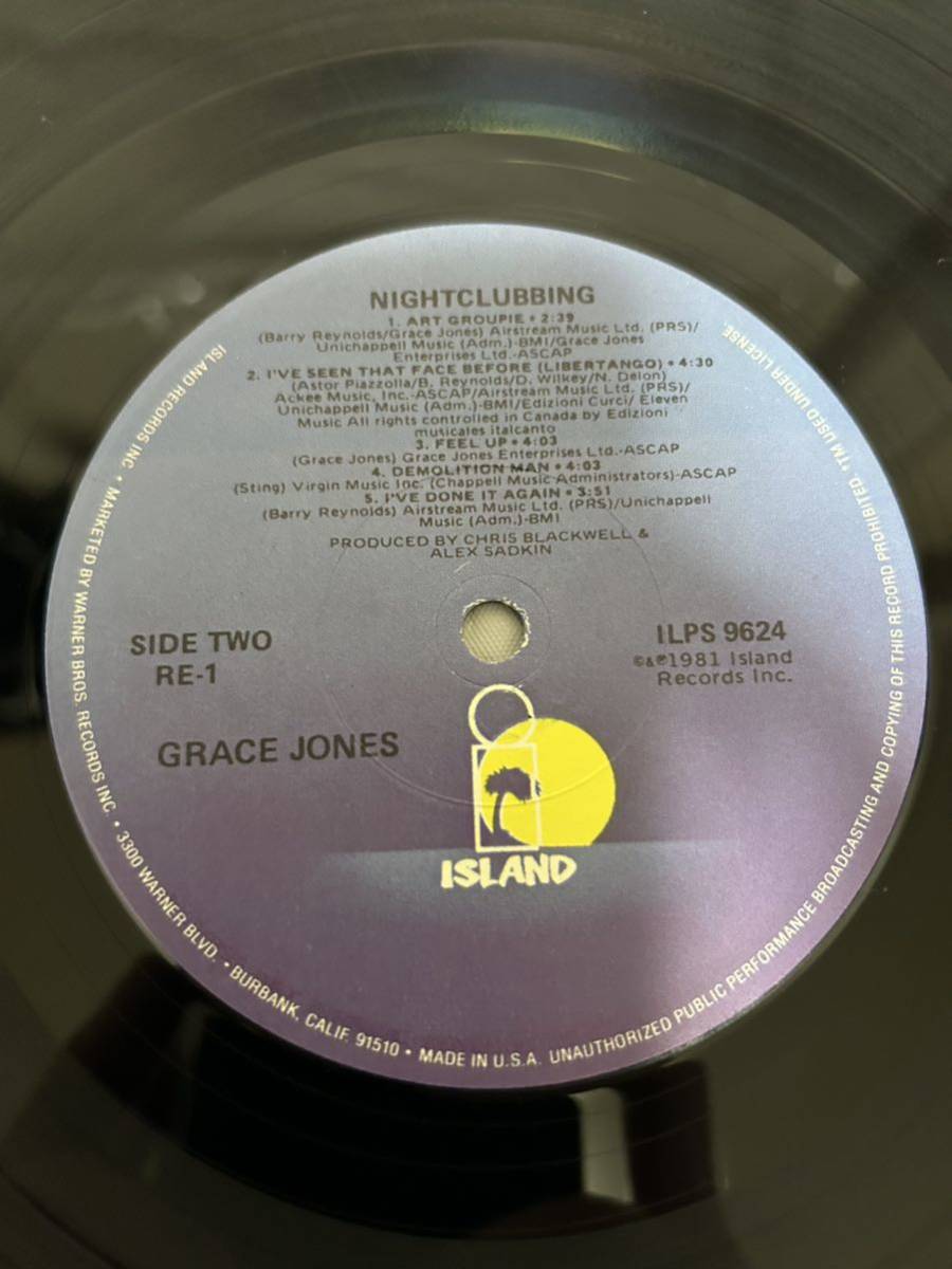 ◎R427◎LP レコード グレイス・ジョーンズ Grace Jones/ナイトクラビング Nightclubbing/ILPS 9624/USオリジナル盤_画像6