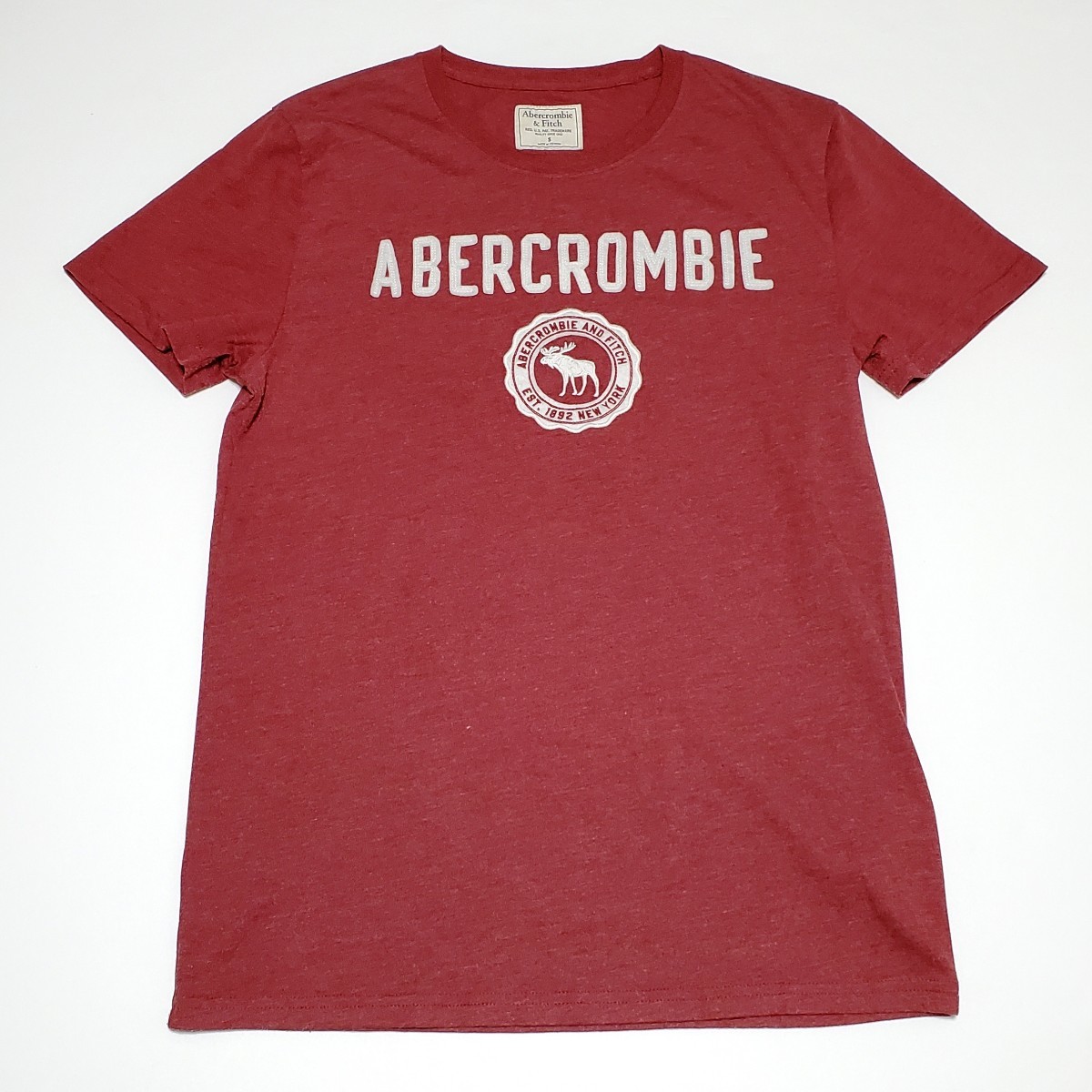 Abercrombie＆Fitch アバクロンビー アンド フィッチ　メンズ 半袖Tシャツ レッド サイズS（約Mサイズ相当）_画像4