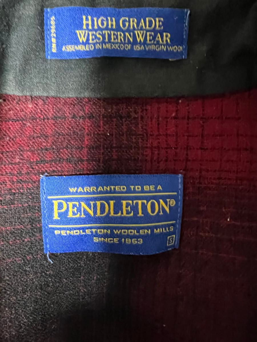 美品 米国製 ペンドルトン AZ別注 PENDLETON ウールシャツ フランネル レッド ウエスタンシャツ Sサイズ ネルシャツ