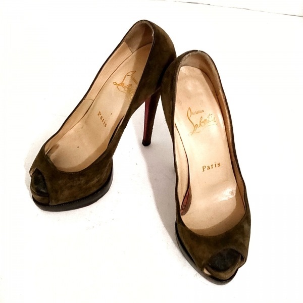 クリスチャンルブタン CHRISTIAN LOUBOUTIN パンプス 34 1/2 - スエード カーキ レディース アウトソール張替済 靴_画像2