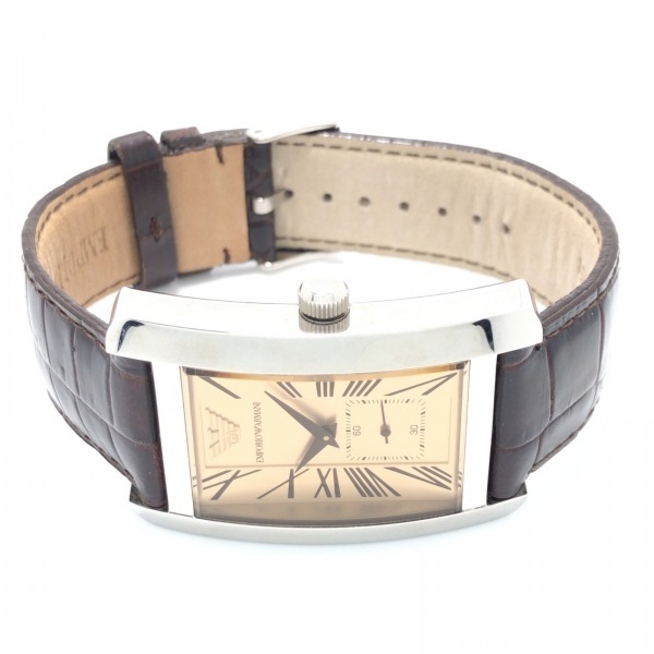 EMPORIOARMANI(アルマーニ) 腕時計■美品 - AR-0154 メンズ 型押し加工 ベージュ_画像2
