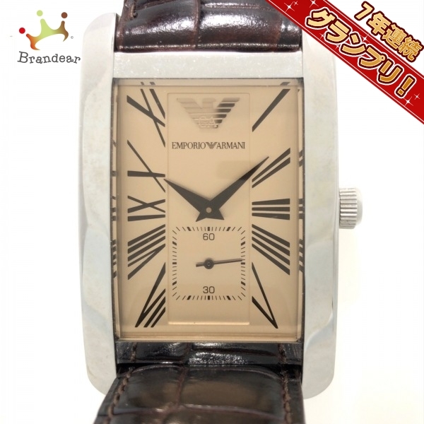 EMPORIOARMANI(アルマーニ) 腕時計■美品 - AR-0154 メンズ 型押し加工 ベージュ_画像1