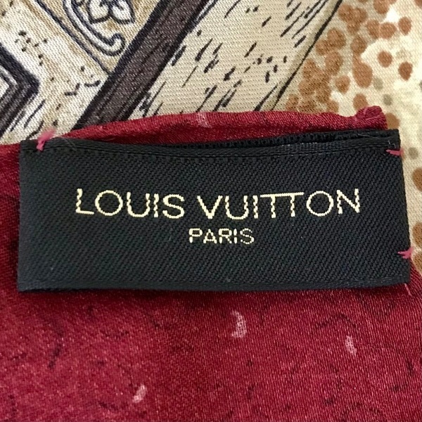 ルイヴィトン LOUIS VUITTON - ボルドー×ゴールド×マルチ LES DECORS PARISIENS AU XIX SIECLE 美品 スカーフ_画像3
