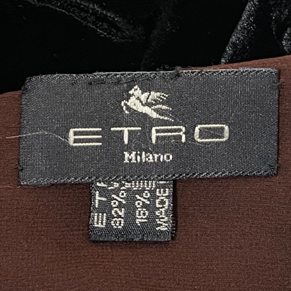 エトロ ETRO シルク×ビスコース 黒×ブラウン キルティング マフラー_画像3