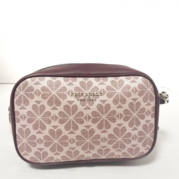 ケイトスペード Kate spade ショルダーバッグ PXR00075 - PVC(塩化ビニール)×レザー ライトピンク×ボルドー 花柄 バッグ