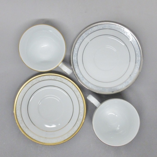 ノリタケ Noritake カップ&ソーサー - 陶器 白×ゴールド×マルチ 2客セット 新品同様 食器_画像2