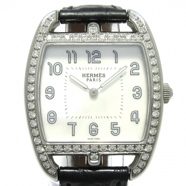 HERMES(エルメス) 腕時計 ケープコッドトノー CT1.730 レディース アリゲーターベルト/シェル文字盤/ダイヤベゼル/□P ホワイトシェル_画像1