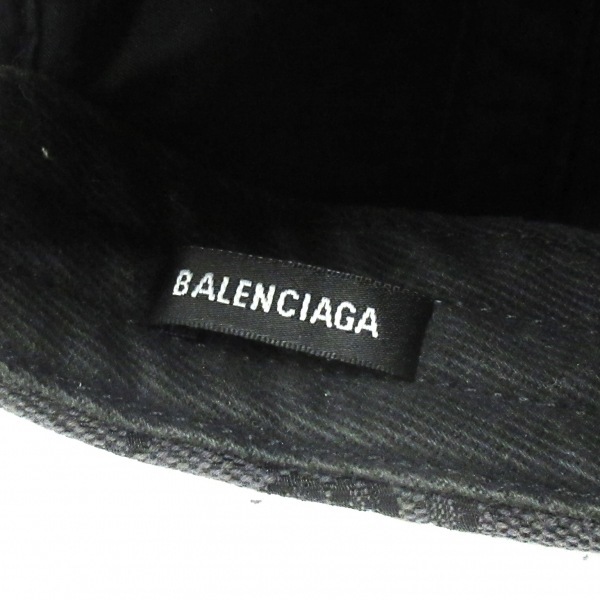 バレンシアガ BALENCIAGA キャップ L 55cm 680717 - コットン 黒 グッチ ハッカープロジェクト コラボ 帽子_画像5