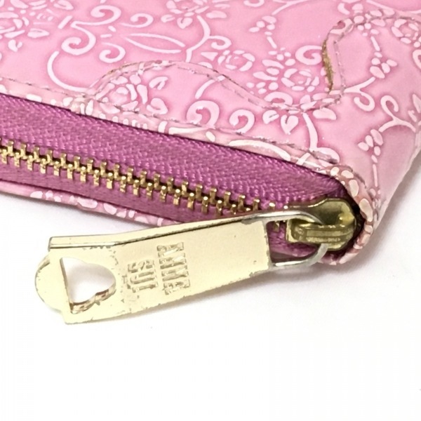 アナスイ ANNA SUI コインケース - エナメル（レザー） ピンク ラウンドファスナー/型押し加工/ラメ 財布の画像5