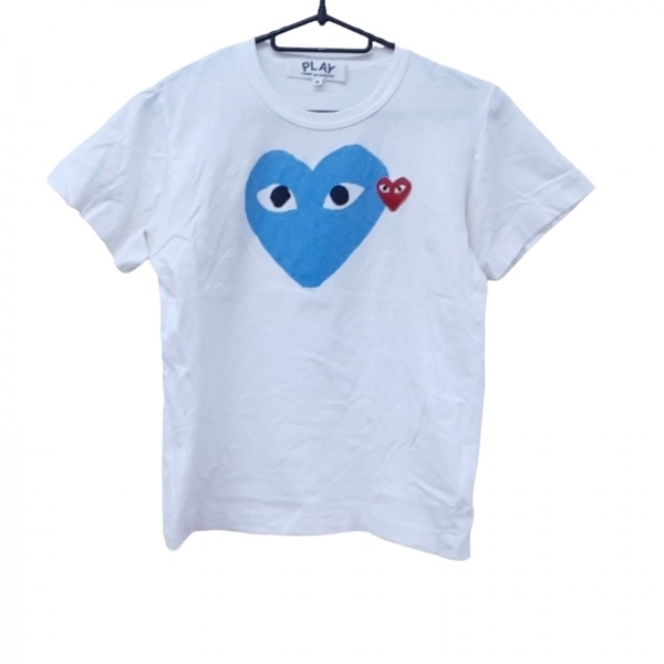 プレイコムデギャルソン PLAY COMMEdesGARCONS 半袖Tシャツ サイズM - 白×ライトブルー×マルチ レディース クルーネック トップス_画像1