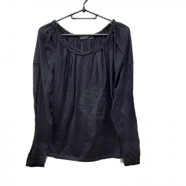  L mano Scervino ERMANNO SCERVINO long sleeve cut and sewn size XS - black lady's see-through tops 