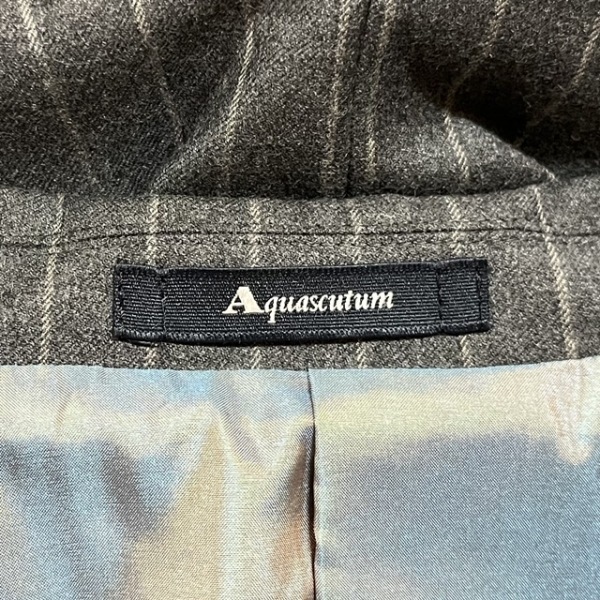 アクアスキュータム Aquascutum スカートスーツ サイズ6 M - ダークグレー×グレー レディース ストライプ 美品 レディーススーツの画像3