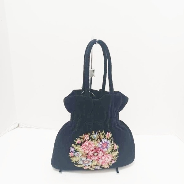 フェイラー FEILER ハンドバッグ - パイル 黒×ピンク×マルチ 花柄 バッグの画像3