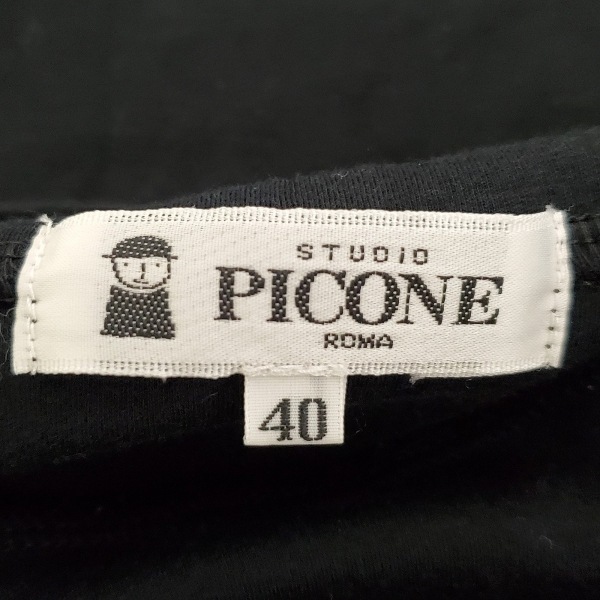 ピッコーネ PICONE 長袖カットソー サイズ40 M - 黒 レディース ハイネック/刺繍/ビーズ/スパンコール トップス_画像3