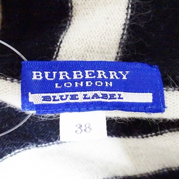 バーバリーブルーレーベル Burberry Blue Label パーカー サイズ38 M - 黒×白 レディース 長袖/ニット/ボーダー/ジップアップ トップスの画像3