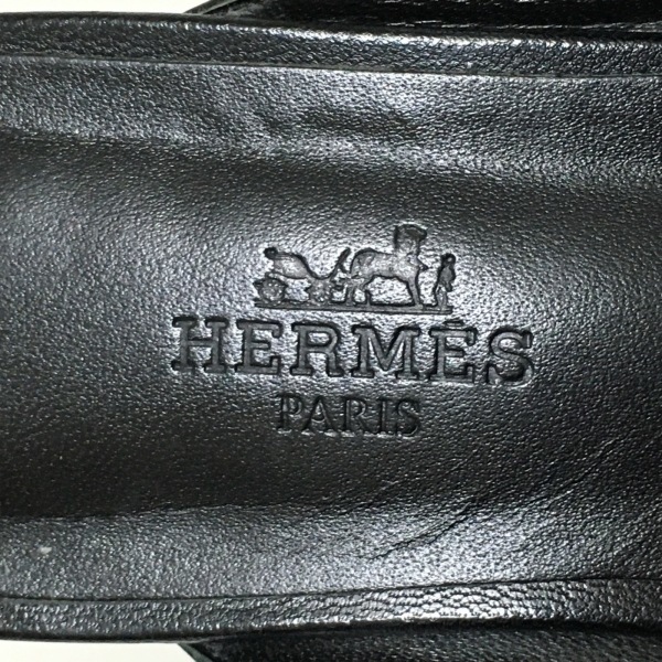 エルメス HERMES ミュール 36 オズ レザー×金属素材 黒 レディース ケリー/シルバー金具 靴_画像5