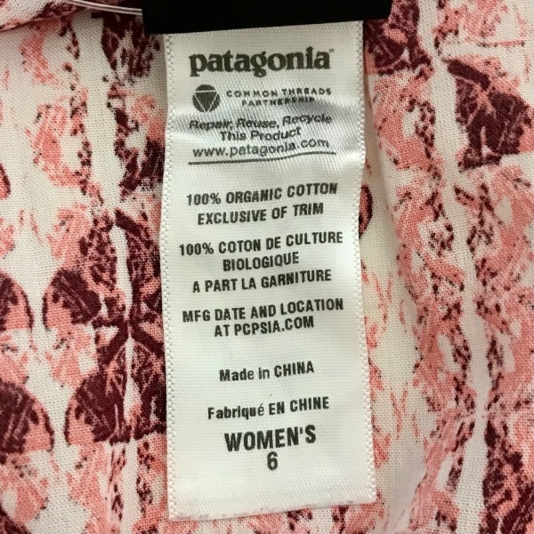 パタゴニア Patagonia 七分袖カットソー サイズ6 M - ボルドー×ライトピンク×白 レディース Vネック トップスの画像5