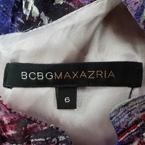 ビーシービージーマックスアズリア BCBGMAXAZRIA サイズ6 M - 黒×レッド×マルチ レディース ノースリーブ/ひざ丈/フリル ワンピースの画像3