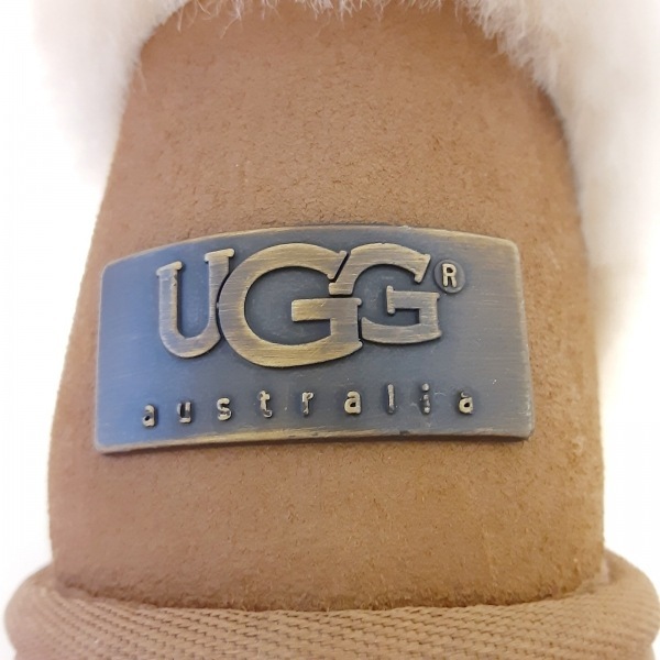 アグ UGG ショートブーツ JAPAN 24 1008228 エアハート ムートン ベージュ×アイボリー レディース 美品 靴_画像5