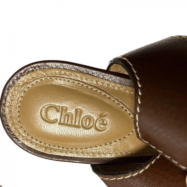 クロエ Chloe サンダル 37 1/2 - レザー ダークブラウン レディース ウェッジソール 美品 靴_画像5