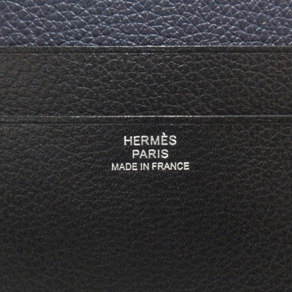 エルメス HERMES カードケース シティ8CC ヴォーエプソン 黒×ダークネイビー×ブルー B 新品同様 財布_画像3