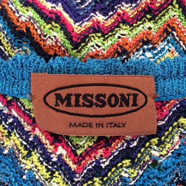 ミッソーニ MISSONI サイズ46 L - ライトグリーン×ピンク×マルチ レディース クルーネック/半袖/ロング/ニット ワンピース_画像3