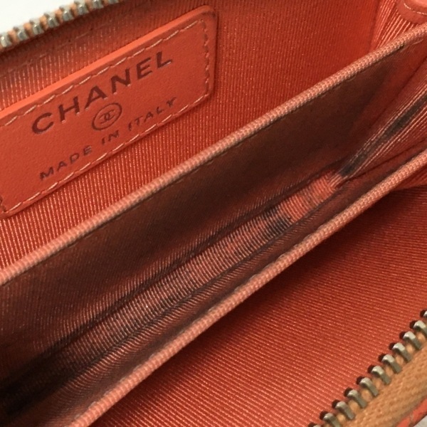 シャネル CHANEL コインケース マトラッセ ラムスキン オレンジ シルバー金具 31番台 財布_画像3