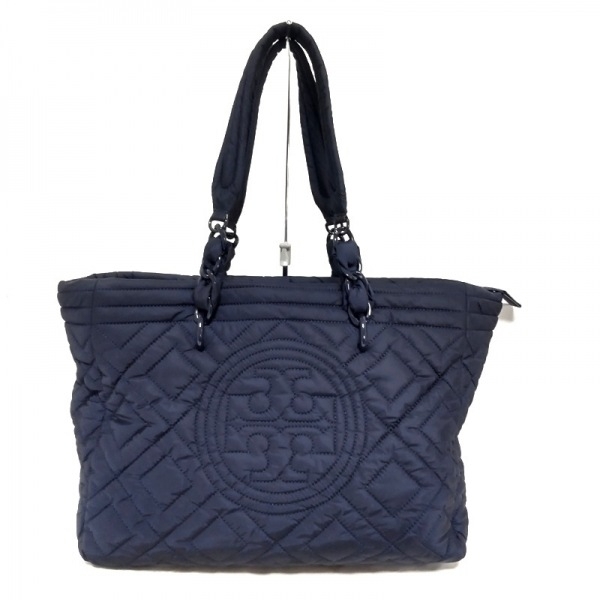 トリーバーチ TORY BURCH トートバッグ 55147 フレミングキルテッドナイロンスモールトート ナイロン ダークネイビー 美品 バッグ_画像1