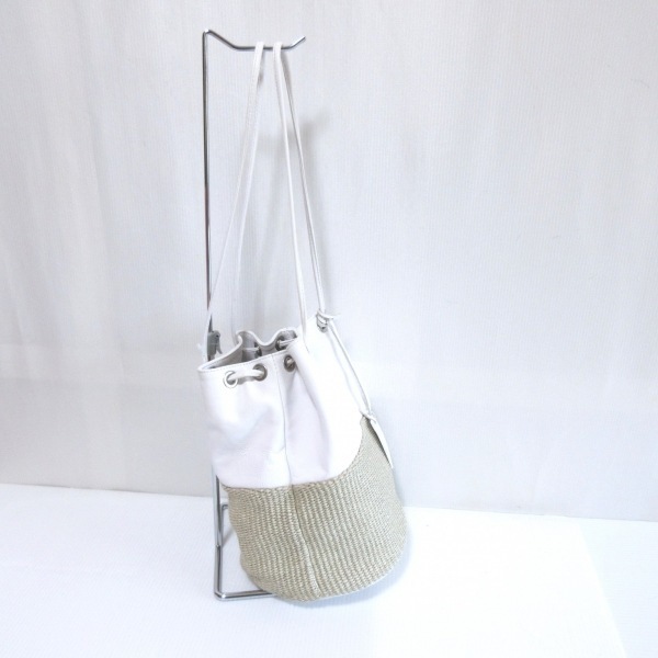 マルコマージ MARCO MASI ショルダーバッグ - レザー×ポリエステル×コットン 白×ベージュ 巾着型 バッグの画像2