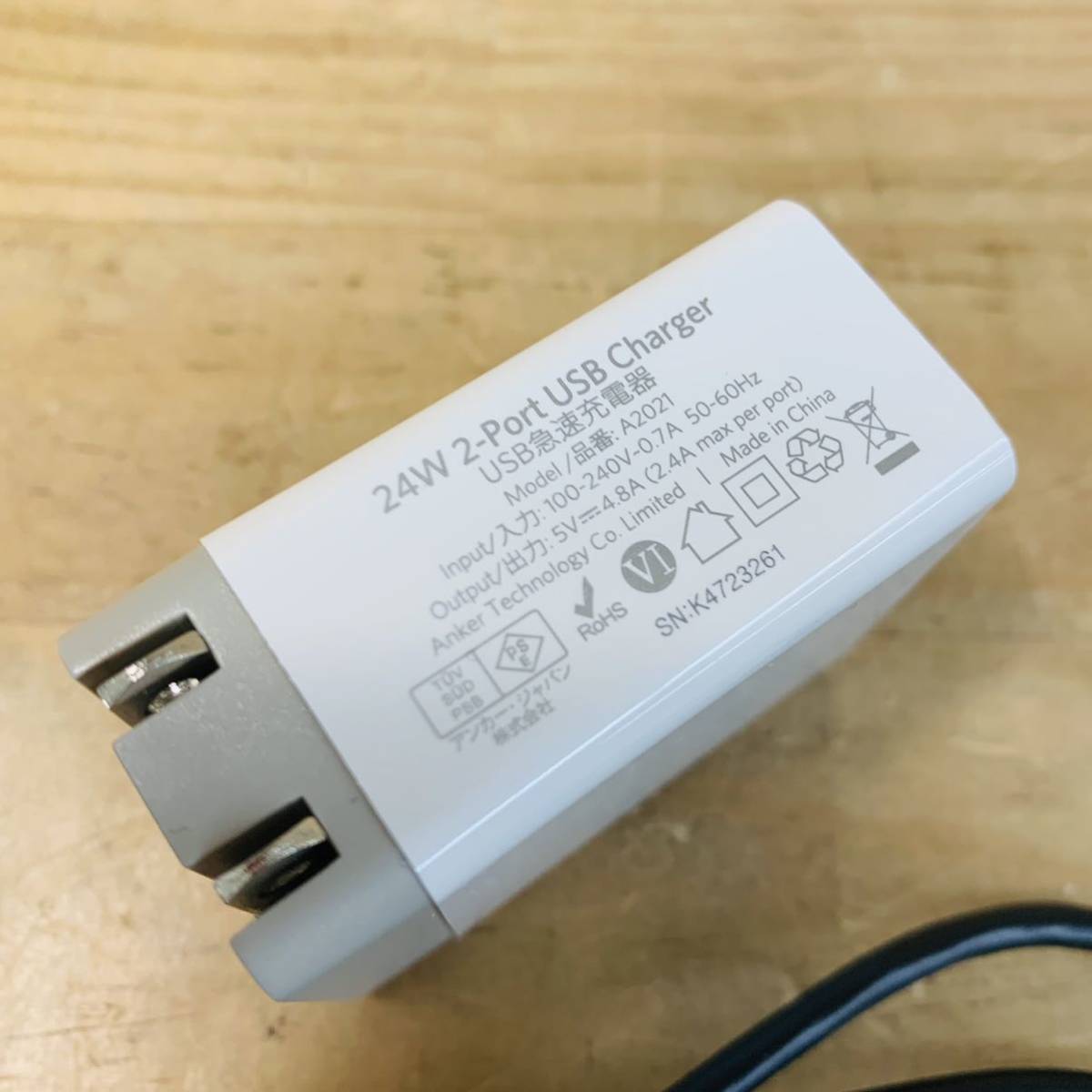 1U35964-10 ANKER アンカー A2021 24W 2-Port USB Charger 充電器 PSEマークあり_画像4