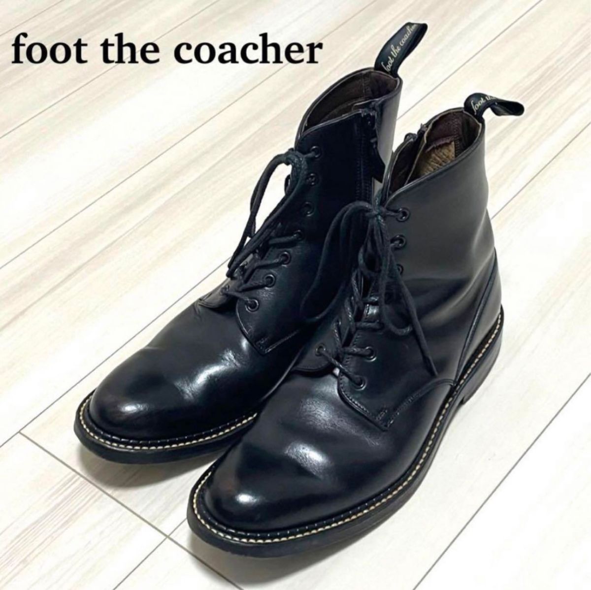 foot the coacher フットザコーチャー サイドジップ ブーツ 黒