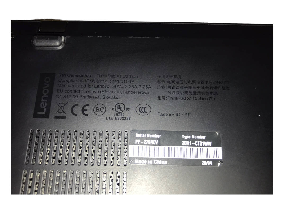 21 Lenovo ThinkPad X1 Carbon 7th /6GB/ SSD256GB/ i7-10510U _画像2