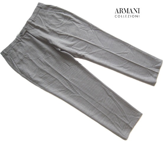 美品!!アルマーニ コレッツォーリ ARMANI COLLEZIONI*織り柄デザインレーヨンウールスラックス・パンツ XL 白×黒 エンポリオ ジョルジオの画像1