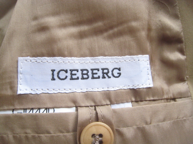 極上イタリア製!!アイスバーグ ICEBERG*ロゴ刺繍 コットン3つボタンジャケット 50 XL ベージュ Y2K 90’s アーカイブの画像6