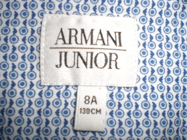 ARMANI　JUNIOR　アルマーニジュニア　ジョルジオアルマーニジャパン㈱　シャツ　水色白ストライプ　１３０㎝　入学式　卒業式　七五三_画像6