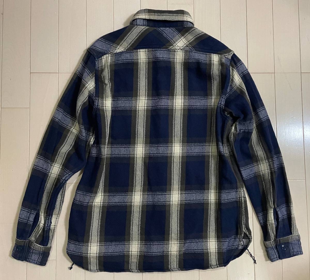 FULLCOUNT（フルカウント）4915 INDIGO NELL CHECK SHIRT インディゴチェック柄ネルシャツ　38　M程度_画像3